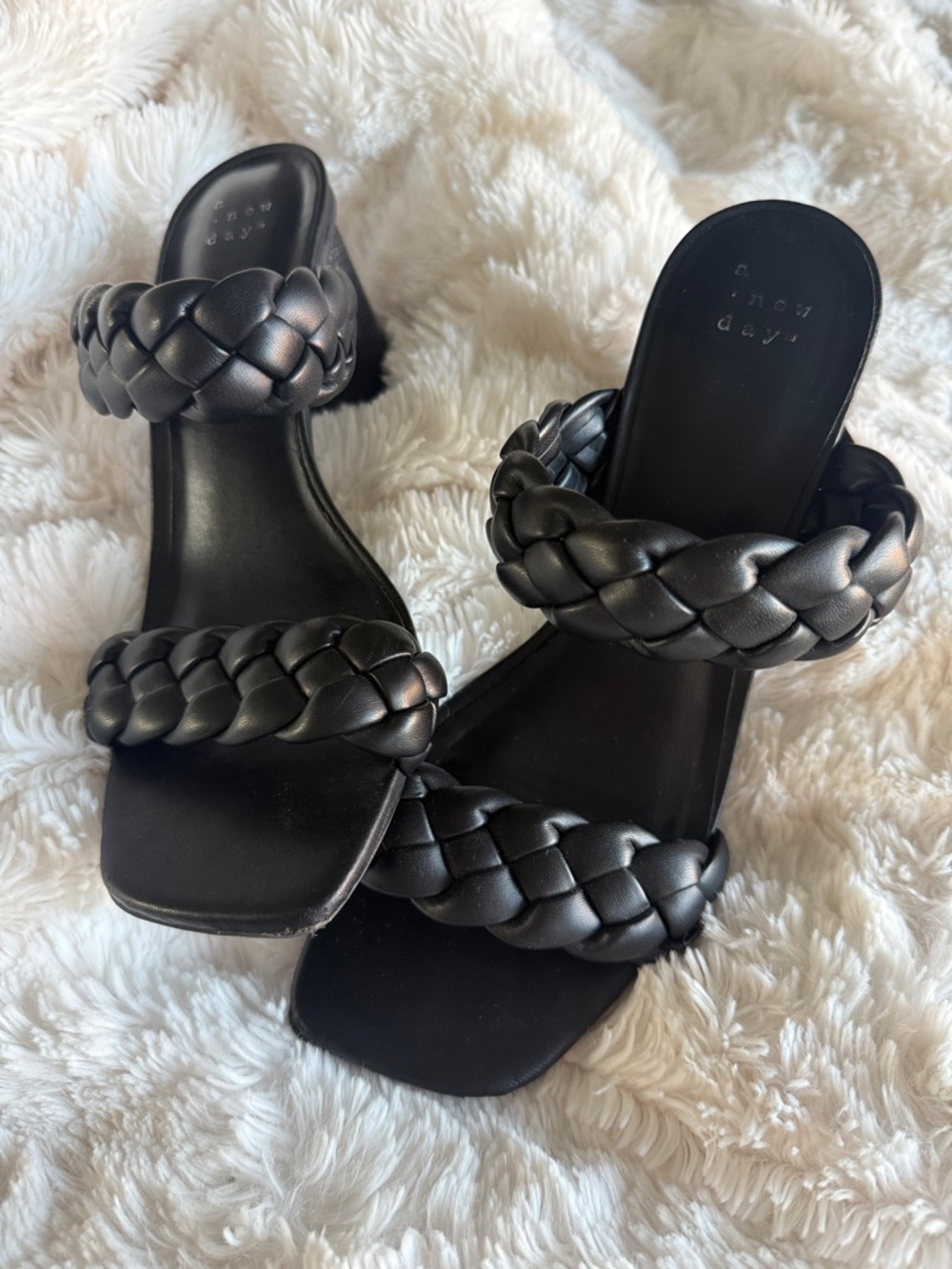 a new day Black Braided Double-Strap Slide Heels